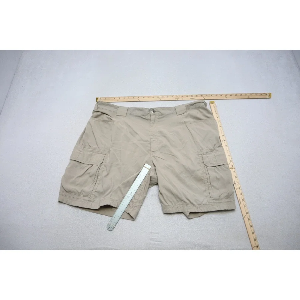 Duluth Trading Co Cargo Shorts Mens 42 Tan Khaki Utility Pocket Nylon Stretch